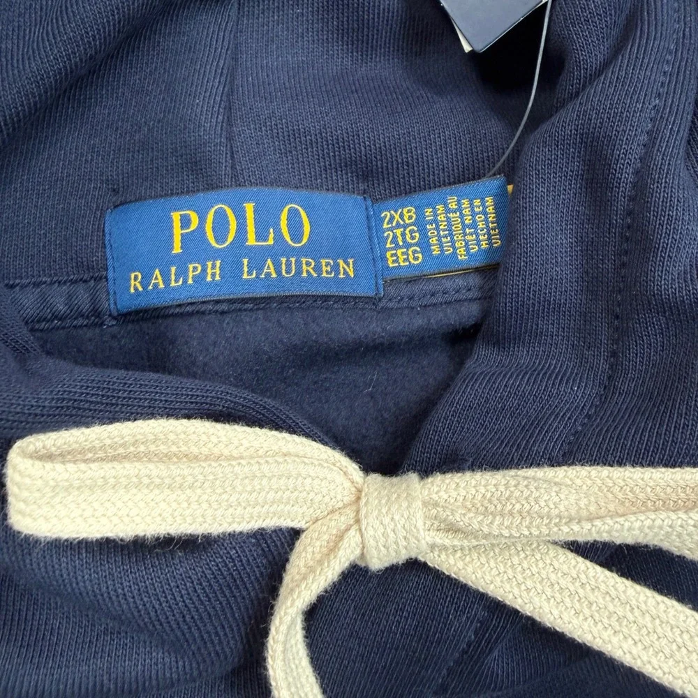 Polo Ralph Lauren Mens 2XB Hoodie Navy Blue RL Graphic Fleece NWT